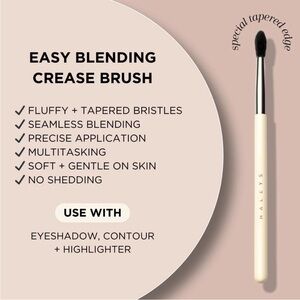 HALEYS Crease Eyeshadow Brush, Medium Fluffy Tapered Soft, Easy Brown NEW